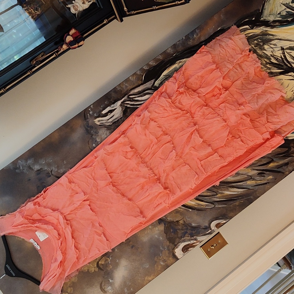 Women's Coral Ruffle Tiered Sleeveless Dress